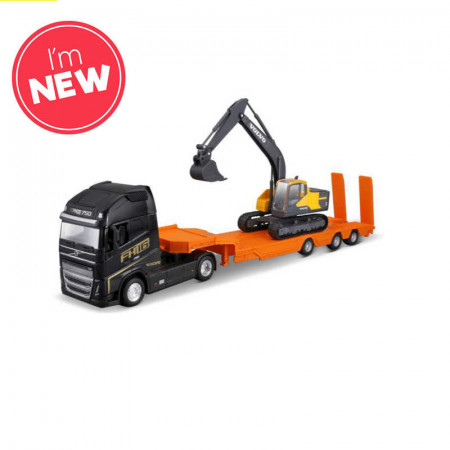 1:43 Street Fire Hauler Volvo With Construction Vehicle