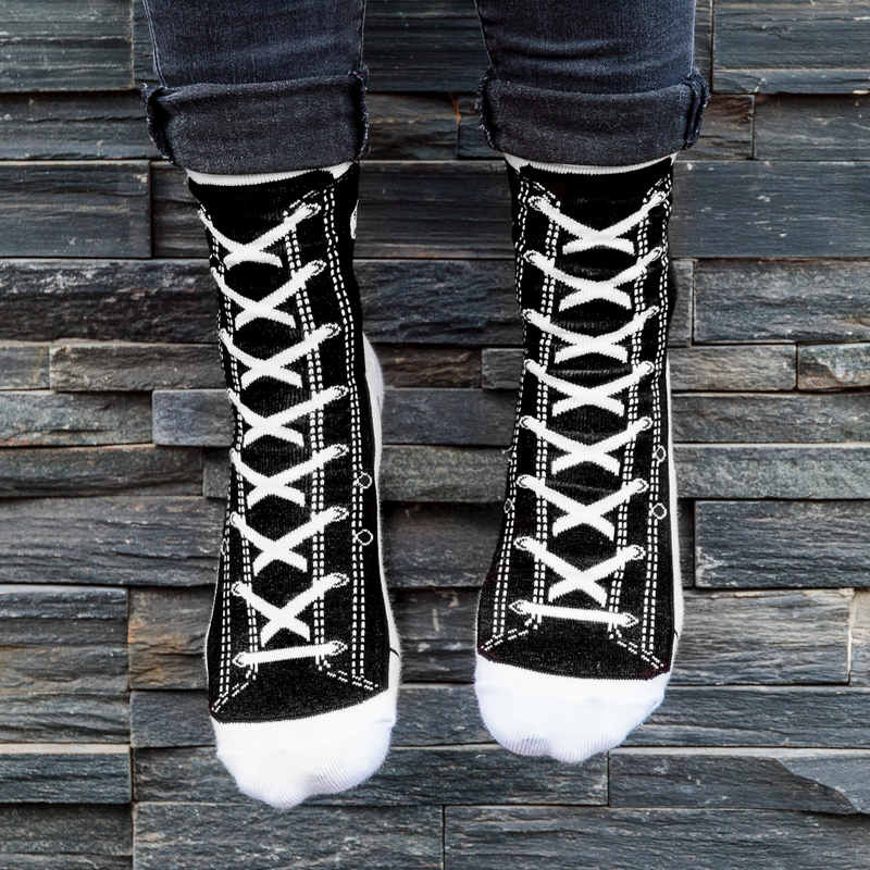 Silly Socks - Black Sneaker (Size 5-11)