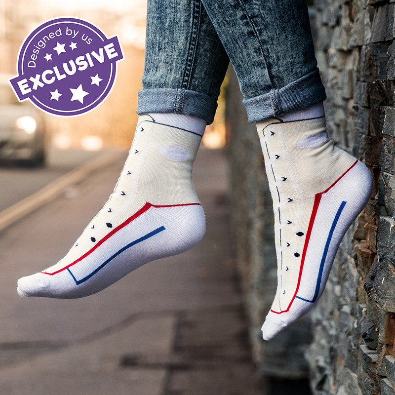 Silly Socks - White Sneaker (Size 5-11)