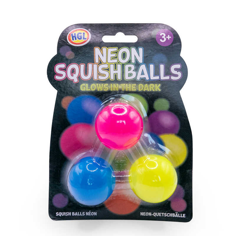 Neon Squish Balls Glow In The Dark (3 Pack) | One For Fun