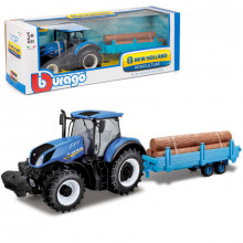 1:32 New Holland T7hd Tractor With Log Trailer