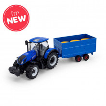 1:32 New Holland T7hd Tractor With Hay Trailer