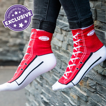 Silly Socks - Red Sneaker (Size 5-11)