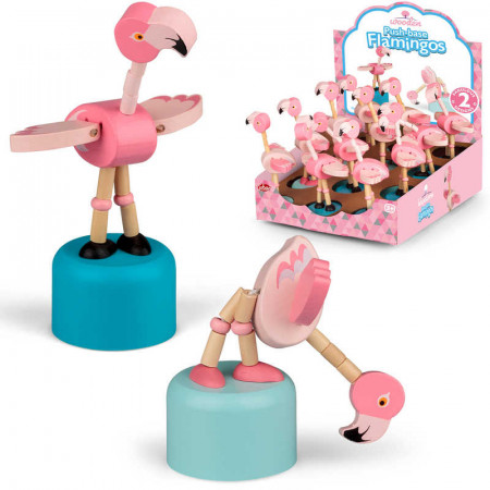 Wooden Push Base Flamingos