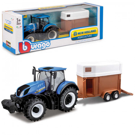 1:32 New Holland T7hd Tractor With Horse Trailer