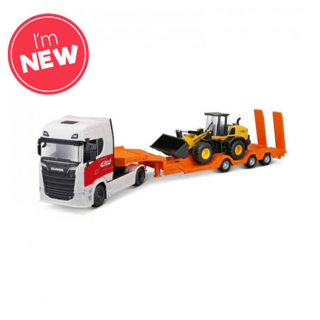 1:43 Street Fire Hauler Scania With Construction Vehicle